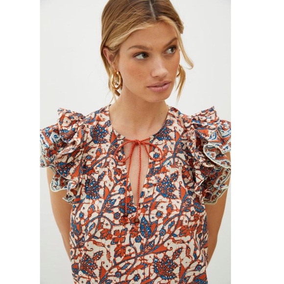 Anthro Love The Label Vineyard Ruffled Top - Picture 2 of 11
